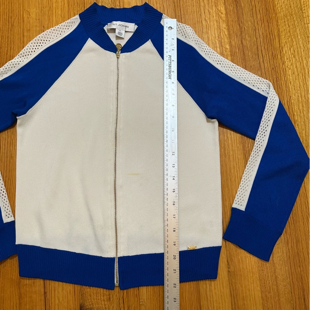 ST John’s royal Blue & White Knit Top Size P (#1) - Picture 11 of 12